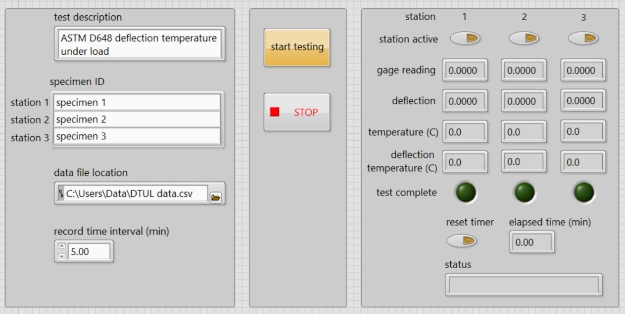 An example of a LabVIEW program front panel. 